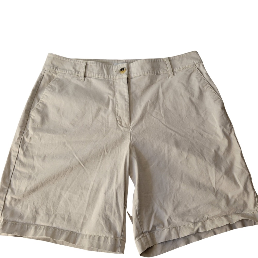 Kim Rogers Chino Shorts Womens 16 Khaki Tan Cotton Stretch Mid Rise Casual